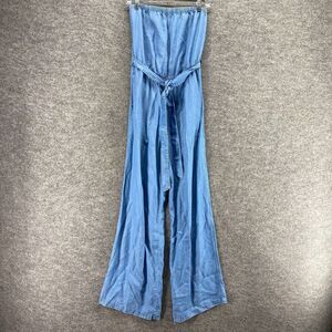 5/$45Forever 21 Jumpsuit Women S Small Blue Strapless Drawstring Belted Straight